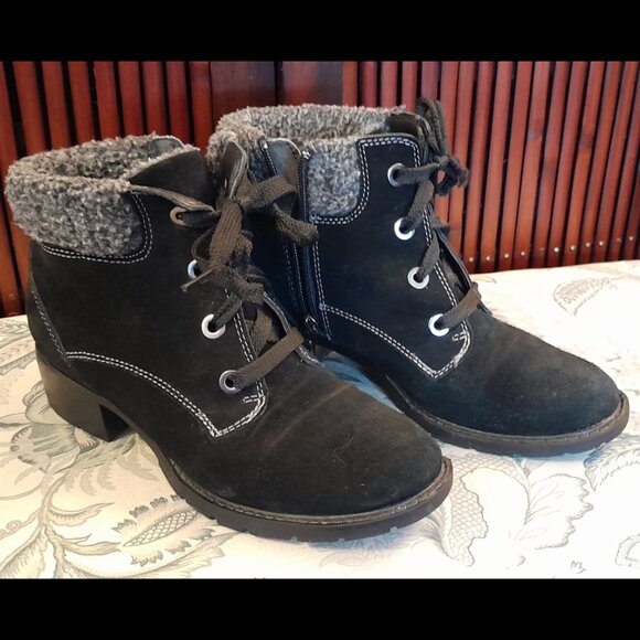 SPORTO Black Suede Lace up Boots size 7M - Picture 1 of 10